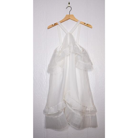 DELFI COLLECTIVE 'Blake' Pleated Chiffon Halter Flounce Dress SMALL NWT - Picture 5 of 14